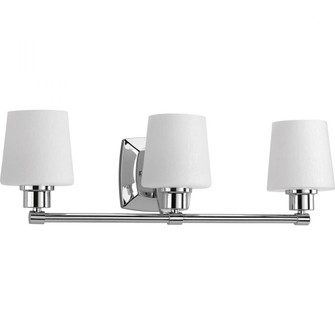Glance Collection Three-Light Polished Chrome Etched White Linen Glass Farmhouse Bath Vanity Light (149|P300018-015)