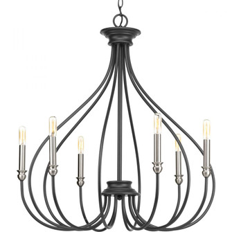 Whisp Collection Six-Light Graphite Farmhouse Chandelier Light (149|P400030-143)