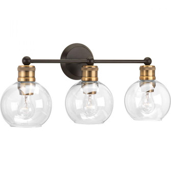 Hansford Collection Three-Light Antique Bronze Clear Glass Coastal Bath Vanity Light (149|P300051-020)