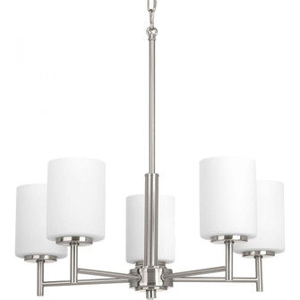 Replay Collection Five-Light Brushed Nickel Etched Glass Modern Chandelier Light (149|P4319-09)