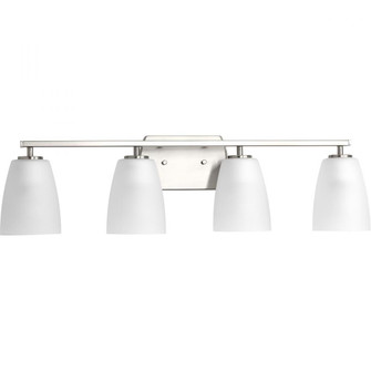 Leap Collection Four-Light Brushed Nickel Etched Glass Modern Bath Vanity Light (149|P300134-009)