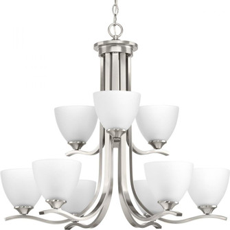 Laird Collection Nine-Light Brushed Nickel Etched Glass Traditional Chandelier Light (149|P400064-009)