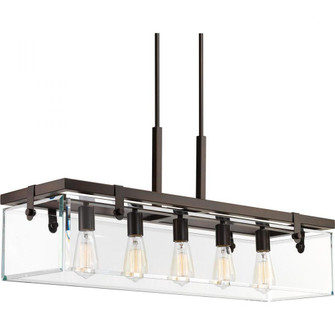 Glayse Collection Five-Light Antique Bronze Clear Glass Luxe Linear Chandelier Light (149|P400116-020)