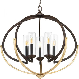 Evoke Collection Five-Light Antique Bronze Clear Glass Luxe Chandelier Light (149|P400117-020)