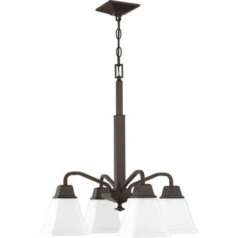 Clifton Heights Collection Four-Light Antique Bronze Etched Glass Craftsman Chandelier Light (149|P400118-020)