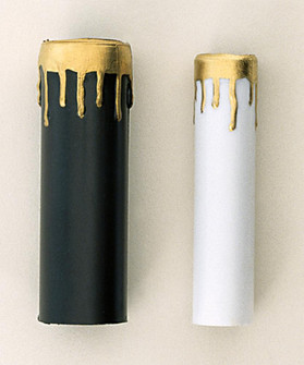 2 Candle Covers; White With Gold Drip; 4'' Height (27|S70/372)