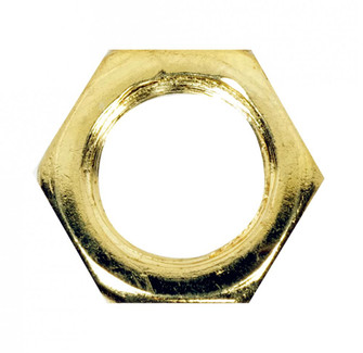 Steel Locknut; 1/8 IP; 1/2'' Hexagon; 3/16'' Thick; Brass Plated Finish (27|90/1646)