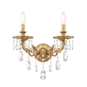 Milano 2 Light 120V Wall Sconce in French Gold with Clear Crystals from Swarovski (168|5642-26S)