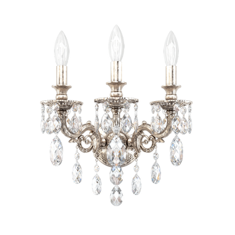 Milano 3 Light 120V Wall Sconce in Antique Silver with Clear Crystals from Swarovski (168|5643-48S)