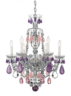 Hamilton Rock Crystal 6 Light 120V Chandelier in Polished Silver with Amethyst/Rose/Clear Rock (168|5535AM)