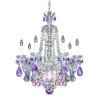 Hamilton Rock Crystal 7 Light 120V Chandelier in Polished Silver with Amethyst/Rose/Clear Rock Cry (168|5536AM)