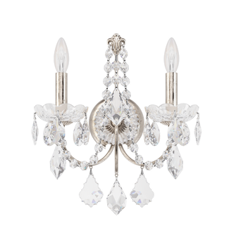 Century 2 Light 120V Wall Sconce in Antique Silver with Clear Heritage Handcut Crystal (168|1702-48)