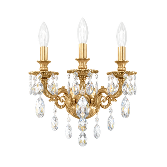 Milano 3 Light 120V Wall Sconce in Heirloom Gold with Clear Crystals from Swarovski (168|5643-22S)