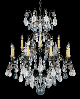 Renaissance Rock Crystal 13 Light 120V Chandelier in Antique Silver with Olivine & Smoke (168|3572-48OS)