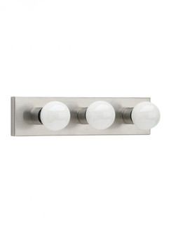 Center Stage traditional 3-light indoor dimmable bath vanity wall sconce in brushed stainless silver (38|4737-98)