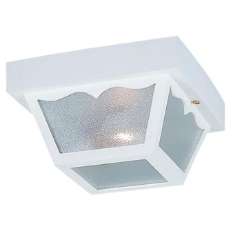 Outdoor Ceiling traditional 2-light outdoor exterior ceiling flush mount in white finish with clear (38|7569-15)