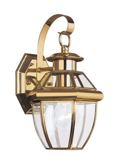 Lancaster traditional 1-light outdoor exterior small wall lantern sconce in polished brass gold fini (38|8037-02)