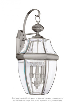 Lancaster traditional 3-light outdoor exterior wall lantern sconce in antique brushed nickel silver (38|8040-965)