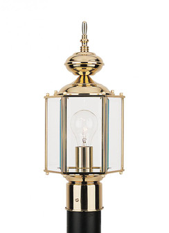 Classico traditional 1-light outdoor exterior post lantern in polished brass gold finish with clear (38|8209-02)