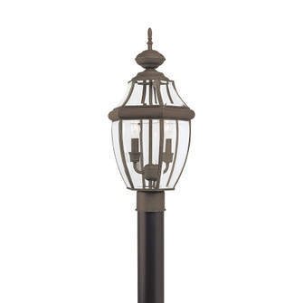 Lancaster traditional 2-light outdoor exterior post lantern in antique bronze finish with clear curv (38|8229-71)