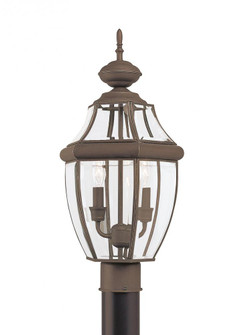 Lancaster traditional 2-light outdoor exterior post lantern in antique bronze finish with clear curv (38|8229-71)