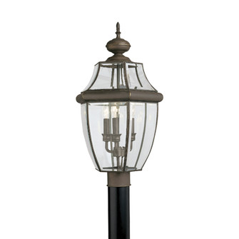 Lancaster traditional 3-light outdoor exterior post lantern in antique bronze finish with clear curv (38|8239-71)
