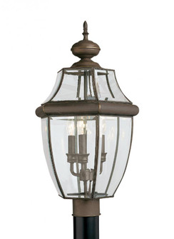 Lancaster traditional 3-light outdoor exterior post lantern in antique bronze finish with clear curv (38|8239-71)