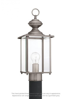 Jamestowne transitional 1-light outdoor exterior post lantern in antique brushed nickel silver finis (38|8257-965)