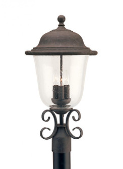 Trafalgar traditional 3-light outdoor exterior post lantern in oxidized bronze finish with clear see (38|8259-46)