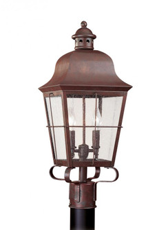 Chatham traditional 2-light outdoor exterior post lantern in weathered copper finish with clear seed (38|8262-44)