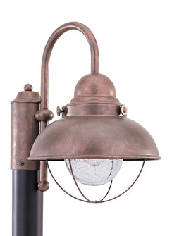 Sebring transitional 1-light outdoor exterior post lantern in weathered copper finish with clear see (38|8269-44)