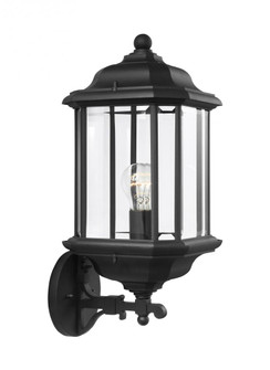 Kent traditional 1-light outdoor exterior large uplight wall lantern sconce in black finish with cle (38|84032-12)