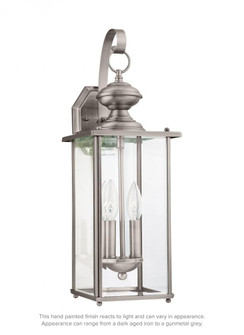 Jamestowne transitional 2-light outdoor exterior wall lantern in antique brushed nickel silver finis (38|8468-965)