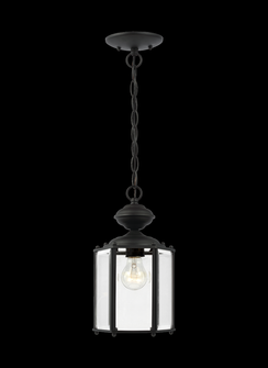 Classico traditional 1-light outdoor exterior semi-flush convertible ceiling pendant in black finish (38|6008-12)