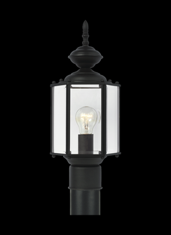 Classico traditional 1-light outdoor exterior post lantern in black finish with clear beveled glass (38|8209-12)