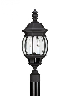 Wynfield traditional 2-light outdoor exterior post lantern in black finish with clear beveled glass (38|82200-12)