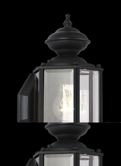 Classico traditional 1-light outdoor exterior small wall lantern sconce in black finish with clear b (38|8507-12)