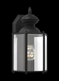 Classico traditional 1-light outdoor exterior medium wall lantern sconce in black finish with clear (38|8509-12)