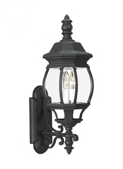 Wynfield traditional 2-light outdoor exterior wall lantern sconce in black finish with clear beveled (38|88201-12)