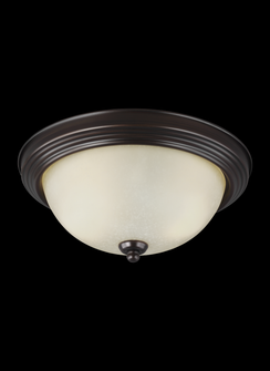 Geary transitional 2-light indoor dimmable ceiling flush mount fixture in bronze finish with amber s (38|77064-710)