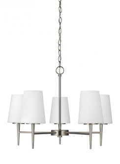 Driscoll contemporary 5-light indoor dimmable ceiling chandelier pendant light in brushed nickel sil (38|3140405-962)