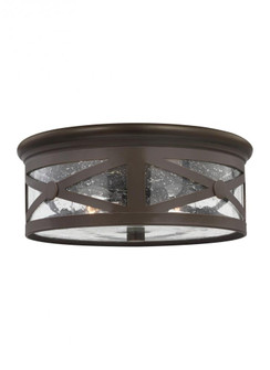 Outdoor Ceiling traditional 2-light outdoor exterior ceiling flush mount in antique bronze finish wi (38|7821402-71)