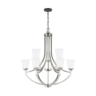 Hanford traditional 9-light indoor dimmable ceiling chandelier pendant light in brushed nickel silve (38|3124509-962)