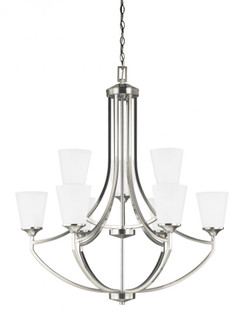 Hanford traditional 9-light indoor dimmable ceiling chandelier pendant light in brushed nickel silve (38|3124509-962)