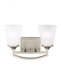 Hanford traditional 2-light indoor dimmable bath vanity wall sconce in brushed nickel silver finish (38|4424502-962)