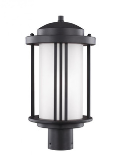 Crowell contemporary 1-light outdoor exterior post lantern in black finish with satin etched glass s (38|8247901-12)