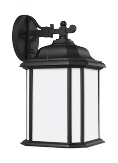 Kent traditional 1-light outdoor exterior large wall lantern sconce in black finish with satin etche (38|84531-12)
