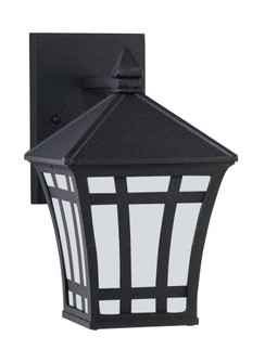 Herrington transitional 1-light outdoor exterior small wall lantern sconce in black finish with etch (38|89131-12)