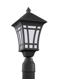 Herrington transitional 1-light outdoor exterior post lantern in black finish with etched white glas (38|89231-12)