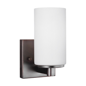 Hettinger transitional 1-light indoor dimmable bath vanity wall sconce in bronze finish with etched (38|4139101-710)